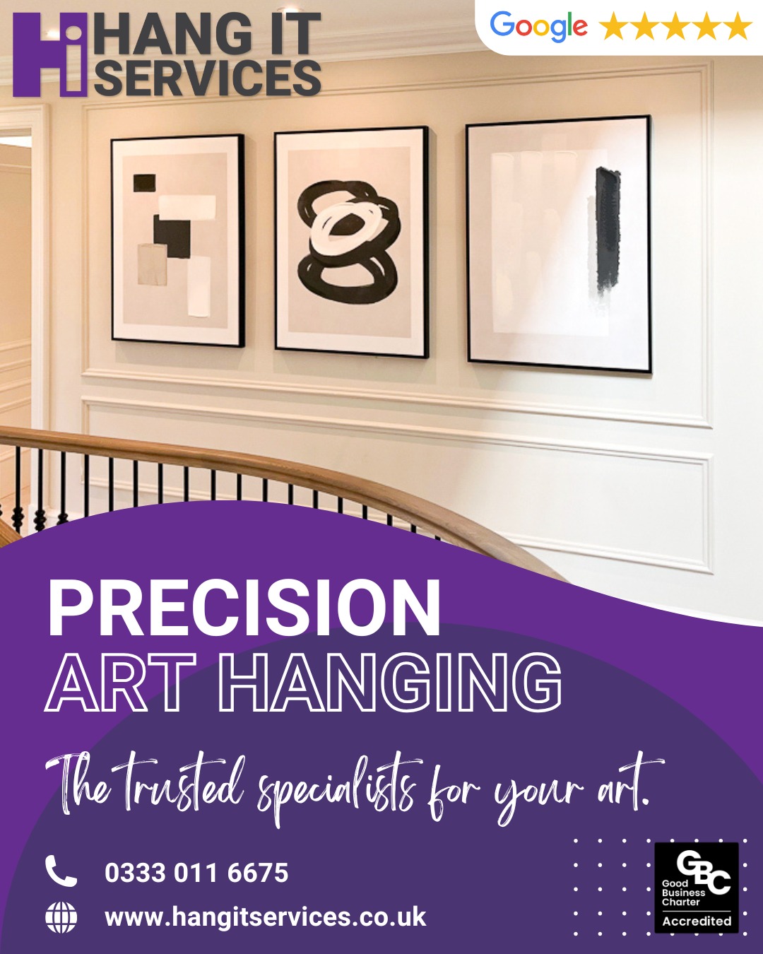 Precision Art Hanging for Every Home.

This recent installation in Surrey showcases our dedication to perfect alignment and secure hanging.

Whether it's a statement triptych in a grand hallway or a single cherished piece, we treat every job with the same meticulous care. Our goal is to transform your space and make your art shine! ✨

Ready to elevate your home? Contact us today.
📞 0333 011 6675

#Art #ArtHanging #PictureHanging #InteriorDesign #SurreyHomes #PrecisionHanging #Surrey