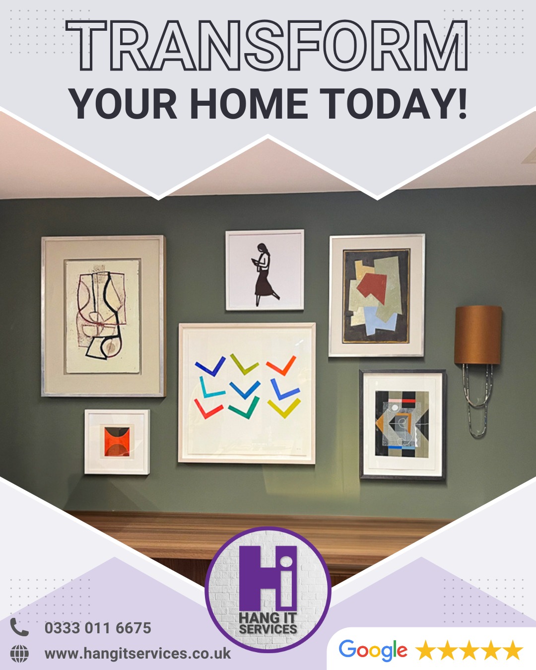 Struggling to hang your art collection? We've got you covered! 

A striking gallery wall should look effortless, but getting that perfect, balanced arrangement is an art form in itself. We offer professional art and mirror hanging services, specialising in curating and arranging beautiful collection walls like this one.

We ensure your gallery wall is perfectly arranged to complement your environment and securely mounted.

Ready to transform your blank wall into a masterpiece?

🔗 Find out more about our services by clicking the link in our bio, or call 0333 011 6675.