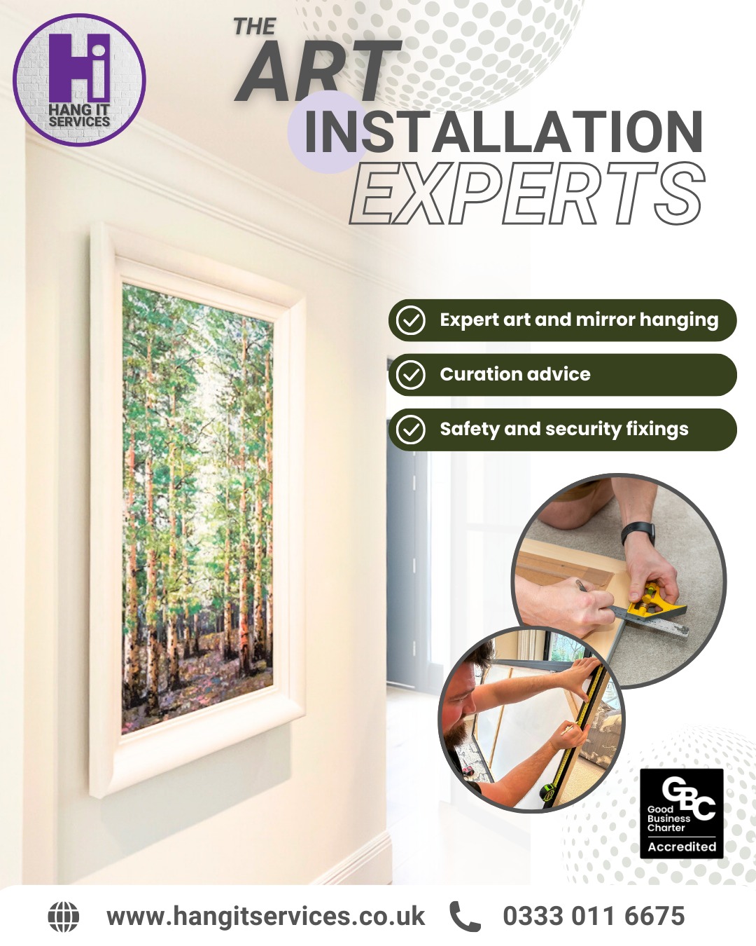 Put down the spirit level and step away from the hammer! 🔨🚫

Nothing ruins the vibe of a room like a crooked frame or a mirror that’s just a little bit off-centre. Whether you’ve just moved in or you’re refreshing your gallery wall, we take the stress out of installation.

Our team doesn't just "hang" art—we install it with precision and safety in mind.

✅ Laser-straight alignment
✅ Secure fixings for all wall types
✅ Professional eye for placement

Ready to transform your walls? Get in touch today!

#GalleryWall #HomeInspo #MirrorHanging #InteriorDesign #PrecisionWork #HangItServices #London #Berkshire #Oxfordshire #Surrey