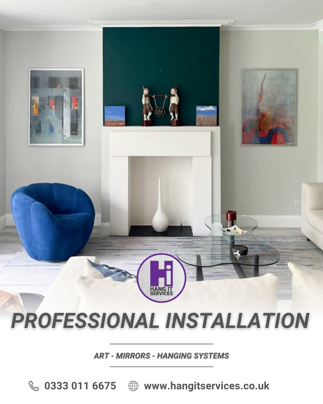 The art of the perfect placement. ✨

A well-designed room relies on balance. Whether it is a contemporary triptych or a heavy statement mirror, the height, spacing, and security of the install are what create that "finished" feeling.

At Hang It Services, we combine technical engineering with a designer’s eye to ensure every piece is exactly where it needs to be.

🔹 Specialist Art & Mirror Installation
🔹 Precision Levelling
🔹 Bespoke Fixings for All Wall Types

Elevate your space.
🌐 www.hangitservices.co.uk
📞 0333 011 6675

#ArtInstallation #InteriorDesignUK #PropertyDevelopment #LuxuryInteriors #ArtLogistics #HangItServices #LondonDesign #ProfessionalHanging