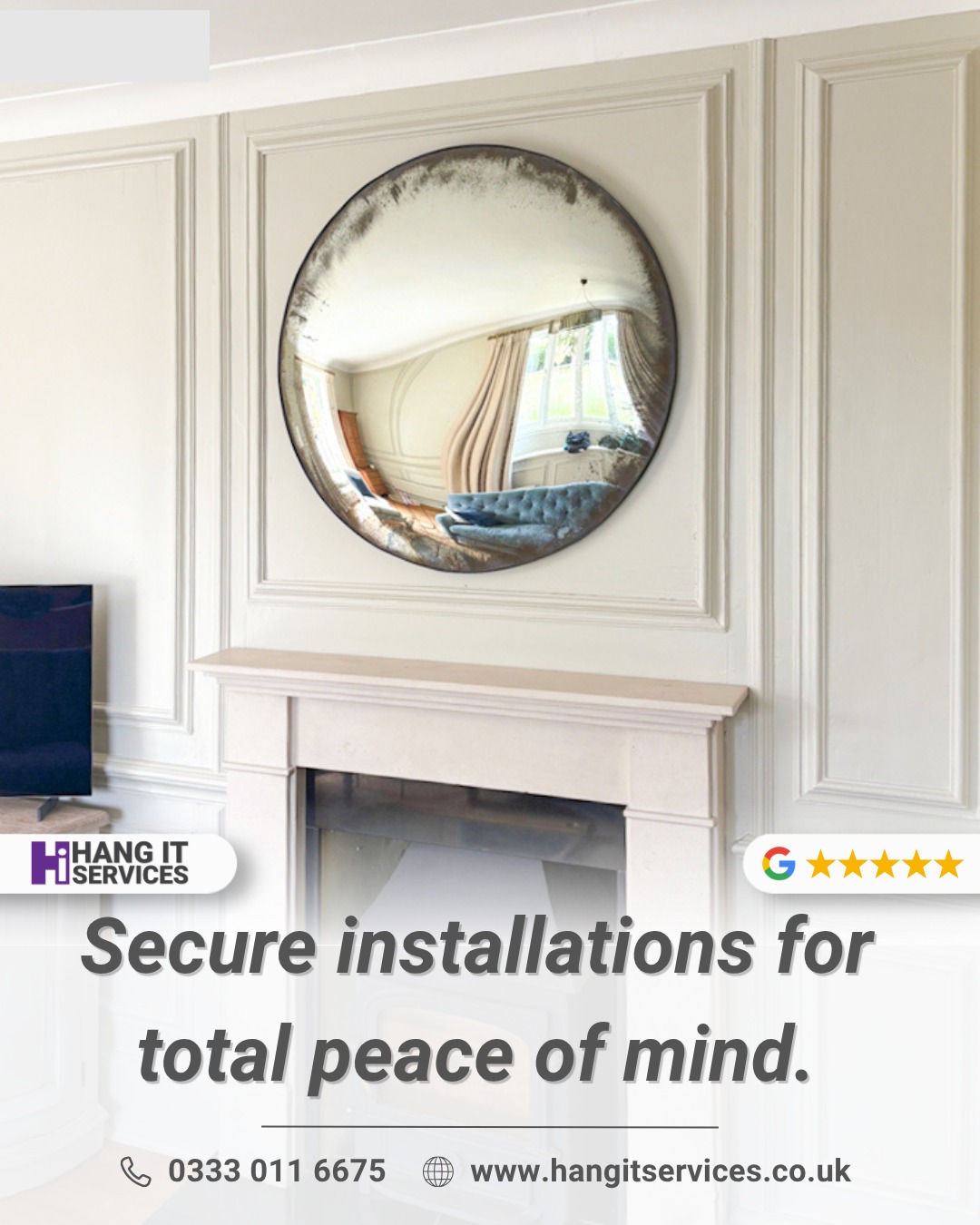Flawless placement, absolute security. ✨

There is a unique kind of worry that comes with hanging a heavy mirror on beautiful panelling. Our job is to take that worry away. At Hang It Services, we combine a designer’s eye for placement with the technical expertise of master installers.

We ensure that even the most awkward or substantial pieces are anchored safely, letting you enjoy your space without a second thought.

🔹 Specialist Art & Mirror Installation
🔹 Precision Levelling for Architectural Spaces
🔹 Trusted 5-Star Service

Elevate your home with the experts.
🌐 www.hangitservices.co.uk
📞 0333 011 6675

#ArtInstallation #MirrorHanging #LuxuryInteriors #InteriorDesign #ProfessionalInstaller #HomeSafety #HangItServices #SouthEnglandBusiness