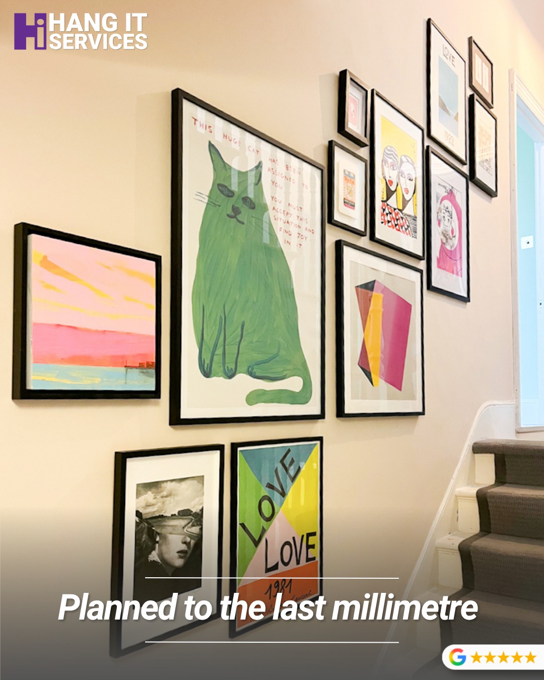 Twelve frames. One plan. No regrets.
A staircase gallery wall done properly is one of the best things you can do with that space — but the layout, the sightlines, the spacing as the wall rises all have to work together. We plan every installation on the floor before anything goes up.  'Art Installation Made Effortless'
📞 0333 011 6675 | Link in bio  #GalleryWall #StaircaseArt #ArtInstallation #PictureHanging #HomeInteriors #InteriorDesign #GalleryWallInspiration #ArtWall #HomeDesign #HangItServices #InteriorStyle #SouthOfEngland