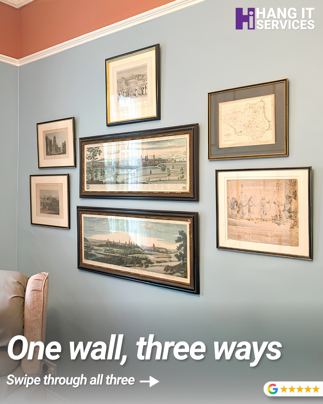 🖼️ One wall. Three very different looks. Most people think we just hang things, but deciding what goes where is half the job. Every installation includes placement and curation advice: we'll help you choose the layout that suits your space, your light and your art before a single hole is drilled. Swipe to see how the same wall works as a salon hang, an over-under trio and a grid. ✅ Layout and curation advice included as standard
✅ Placement planned to the millimetre
✅ Laser-guided alignment
✅ Wall-type engineered fixings Can't decide which look is right for your wall? Send us a photo and we'll be happy to help. 📞 0333 011 6675 · 🌐 www.hangitservices.co.uk
Serving London and the South of England. #HangItServices #ArtInstallationMadeEffortless #GalleryWall #ProfessionalArtHanging #ArtInstallation #PictureHanging #InteriorDesign #HomeDecor #London #SouthOfEngland #ArtLovers