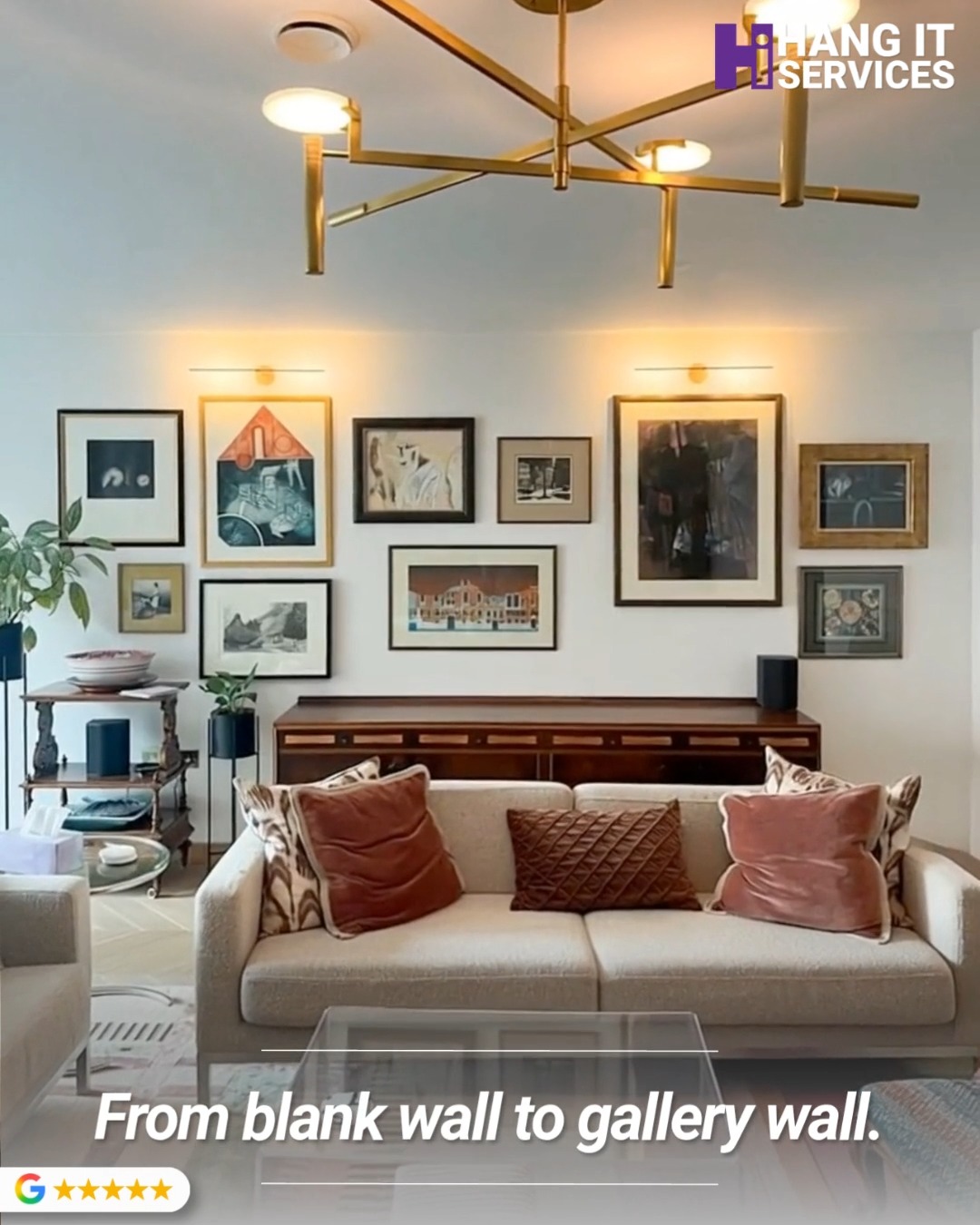 🖼️ Every wall starts blank. Here's how this one ended up.  One gallery wall, a dozen pieces, and not a single hole in the wrong place. Getting a layout like this right first time takes more than a good eye. Spacing, sightlines and secure fixings all have to work together before the first drill goes in.  ✅ Laser-guided alignment
✅ Subsurface scanning before drilling
✅ Wall-type engineered fixings
✅ Layout planned to the millimetre  Thinking about a gallery wall of your own? Send us a photo of your wall for a quote. 
📞 0333 011 6675 · 🌐 www.hangitservices.co.uk 
Serving London and the South of England.  #HangItServices #ArtInstallationMadeEffortless #GalleryWall #ProfessionalArtHanging #ArtInstallation #PictureHanging #InteriorDesign #London #SouthOfEngland #HomeDecor #ArtLovers