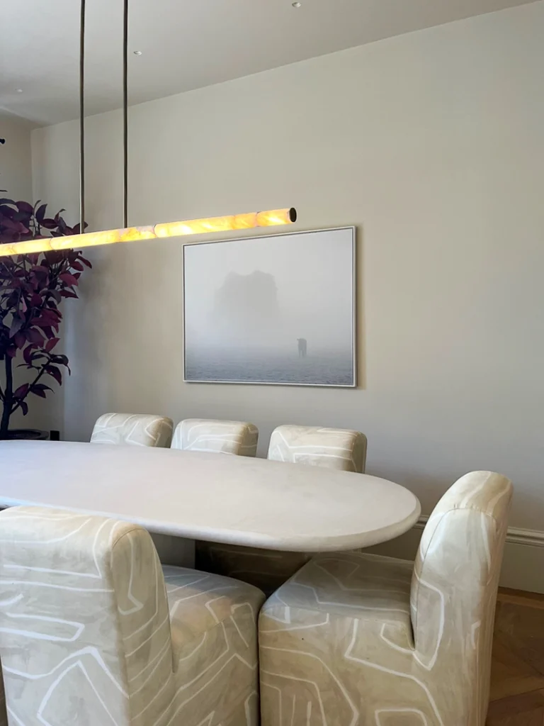 Dining room artwork installation