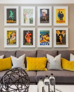 Gallery wall above a sofa
