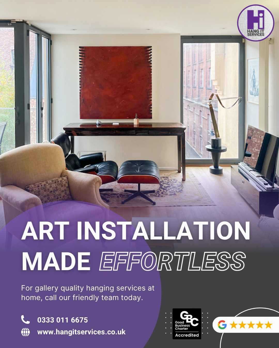 You’ve finally found the perfect piece of art, but now comes the stressful part: the installation. 🖼️🛑

Heavy canvases, high-value frames, and the fear of a "wonky" finish can turn a moment of joy into a weekend of frustration. Dealing with specialist fixings and laser levels isn't exactly how you wanted to spend your afternoon.

At Hang It Services, we believe art should be enjoyed, not struggled with. Our goal is simple: Art Installation Made Effortless.

We handle the technical assessments, the heavy lifting, and the precision alignment, leaving you with a flawless gallery finish without the effort.

Ready to transform your space?
📞 0333 011 6675
🌐 www.hangitservices.co.uk

#ArtInstallationMadeEffortless #ProfessionalArtHanging #InteriorDesign #LuxuryInteriorsUK #PerfectlyPlaced #Art #StatementArt #London #Berks #Oxon #Bucks