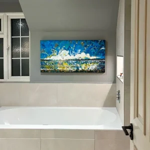 Picture Hanging Maidenhead. Canvas installed in bathroom.